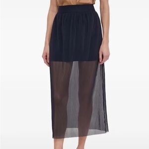 Armani Exchange Navy Sheer Maxi Skirt
